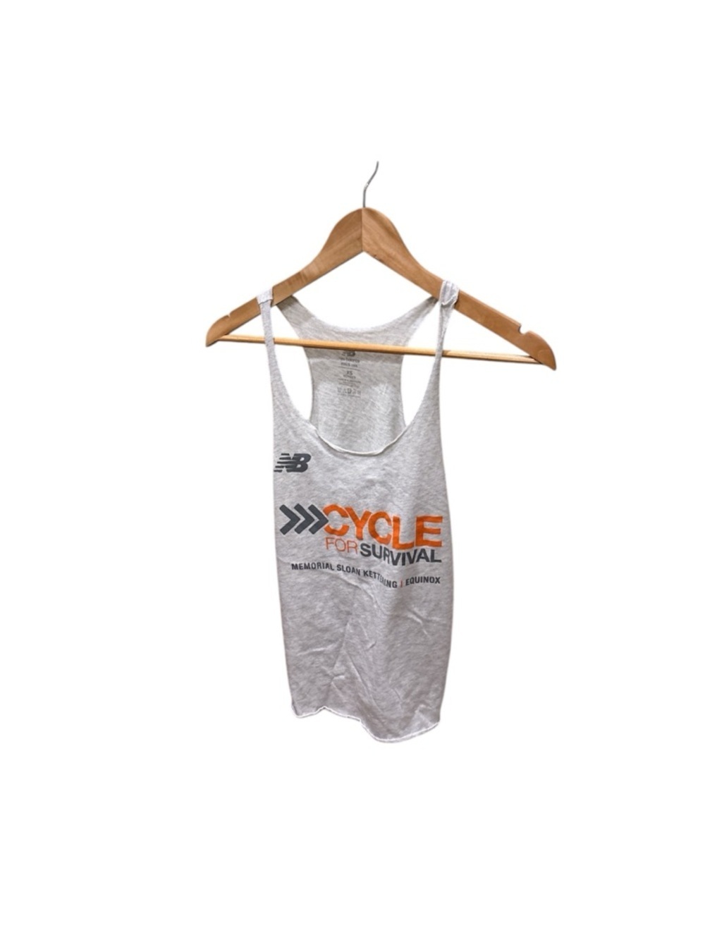 New Balance White Tank Top with Orange Cycle Graphic